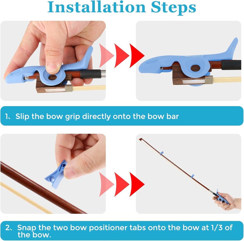 RANMING Violin Bow Holder for Practice– Silicone Hand Position Corrector Non-Slip Teaching Tool for Beginners Students Improve Bow Grip & Posture Violin Teaching Aid With 2 Bow Stopper Blue - Image 4